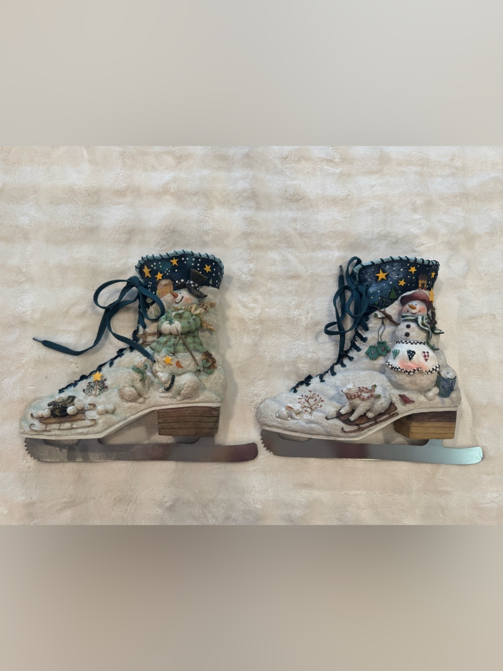 Collections Etc. 3D resin wall pockets shaped like ice skates holiday decor